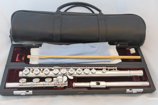 Yamaha YFL-684H All Silver Professional Flute *Open-hole *Inline-G *Low-B *Made in Japan *Cleaned & Serviced