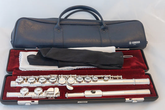 Yamaha YFL-411 Closed-hole All Silver Flute *Made in Japan *Split-E *Overhauled