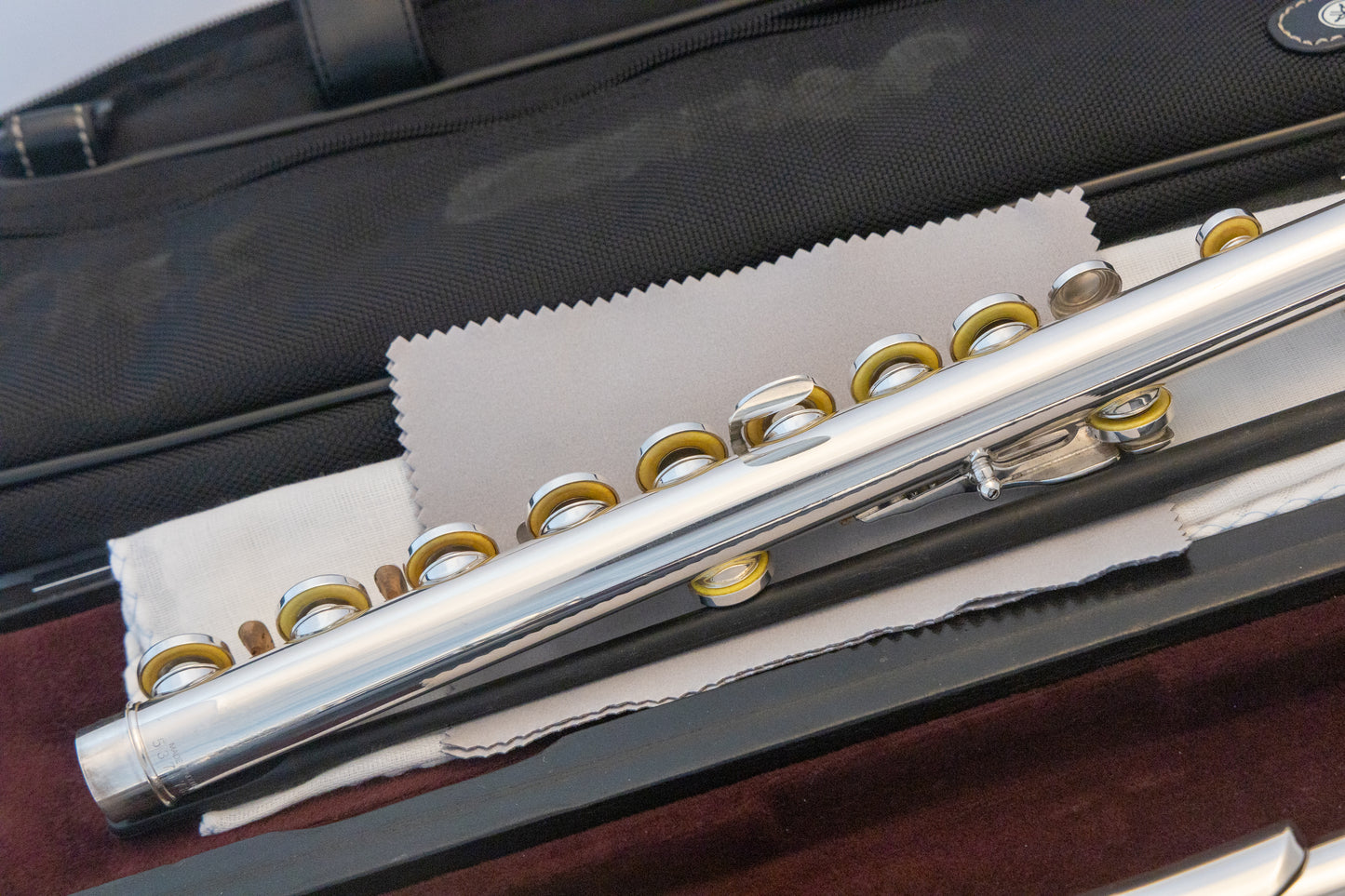 Yamaha YFL-481 All Silver Intermediate Flute *Open-hole *Cleaned & Serviced