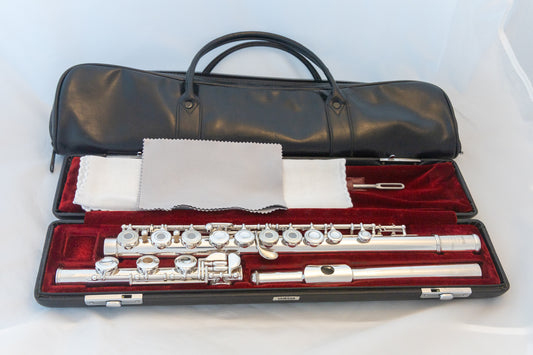 Yamaha YFL-481H All Silver Intermediate Flute *Open-hole *B-foot *Overhauled New Pads