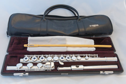 Yamaha YFL-481H All Silver Intermediate Flute *Open-hole *B-foot *Made in Japan *Cleaned & Serviced
