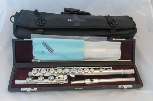 Yamaha YFL-584H (YFL-587H) Professional Flute All Silver Open-hole *Made in Japan *Cleaned & Serviced