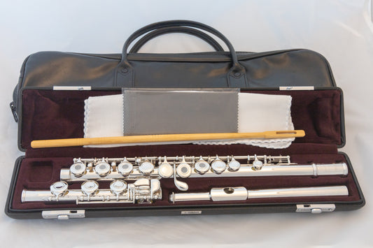 Yamaha YFL-461H All Silver Intermediate Flute Open-hole B-foot *Made in Japan *Overhauled New Pads