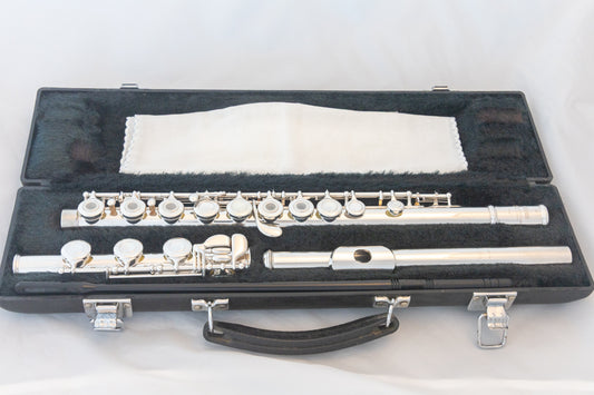 Yamaha YFL-385 II Intermediate Flute *Solid Silver Headjoint *Low-B *Japan Made *Overhauled New Pads