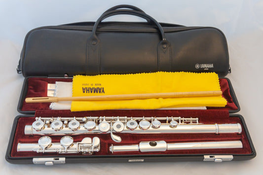 Yamaha YFL-461 All Silver Intermediate Flute Open-hole C-foot *Made in Japan *Overhauled New Pads
