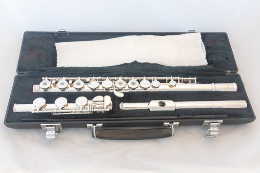 Yamaha YFL-385 II Intermediate Flute *Solid Silver Headjoint *Low-B *Japan Made *Overhauled New Pads