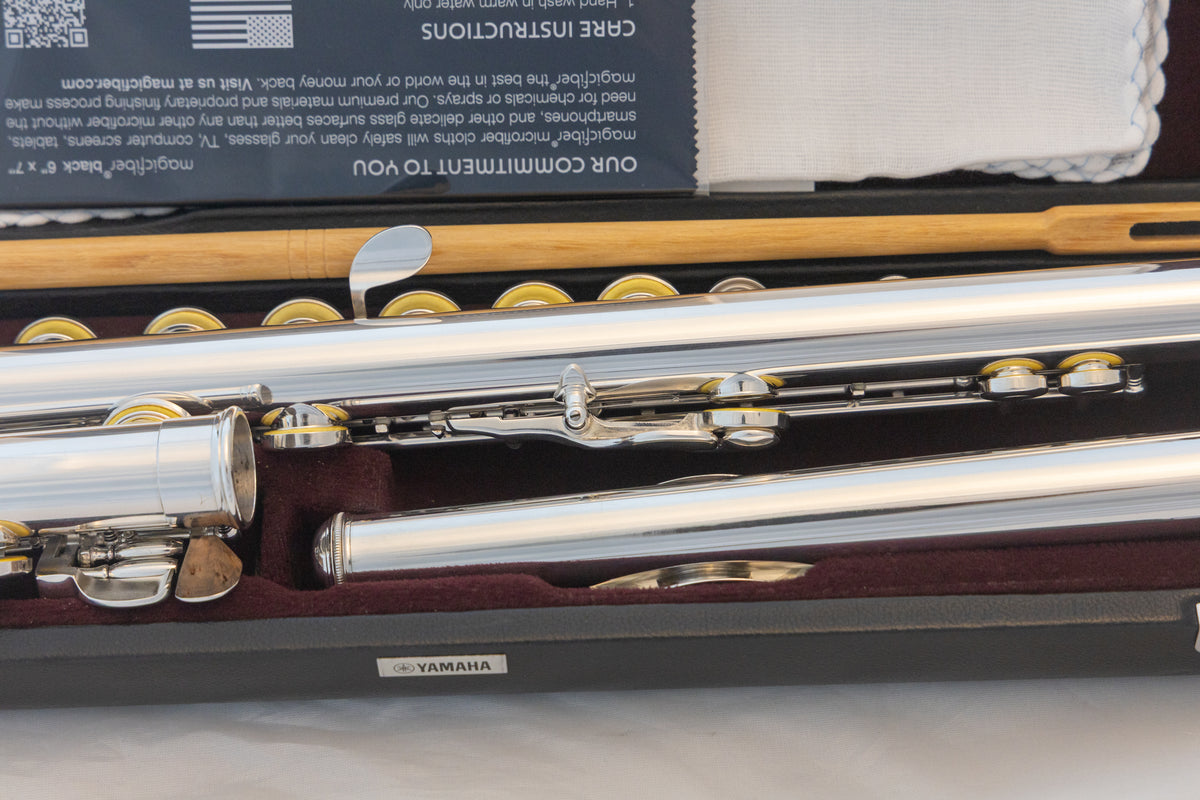 Yamaha YFL-481H All Silver Intermediate Flute *Open-hole *B-foot *Made in Japan *Cleaned & Serviced