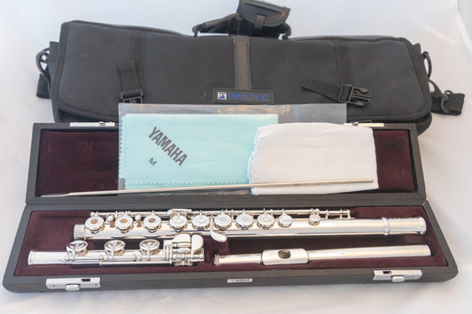 Yamaha YFL-584H Professional Flute All Silver Open-hole *Made in Japan *Cleaned & Serviced