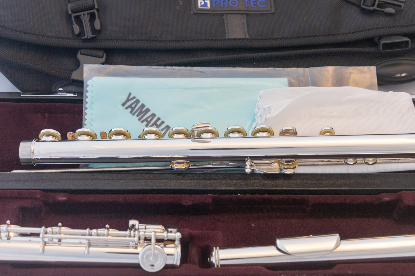 Yamaha YFL-584H Professional Flute All Silver Open-hole *Made in Japan *Cleaned & Serviced